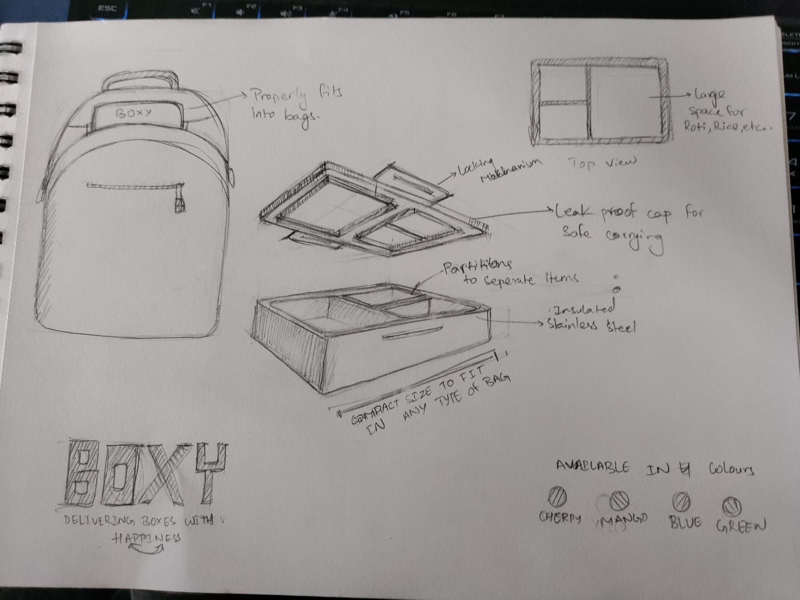 Student sketch for UCEED 2024 Part B Question 2 (Product Design) by Harshith Vavilala.