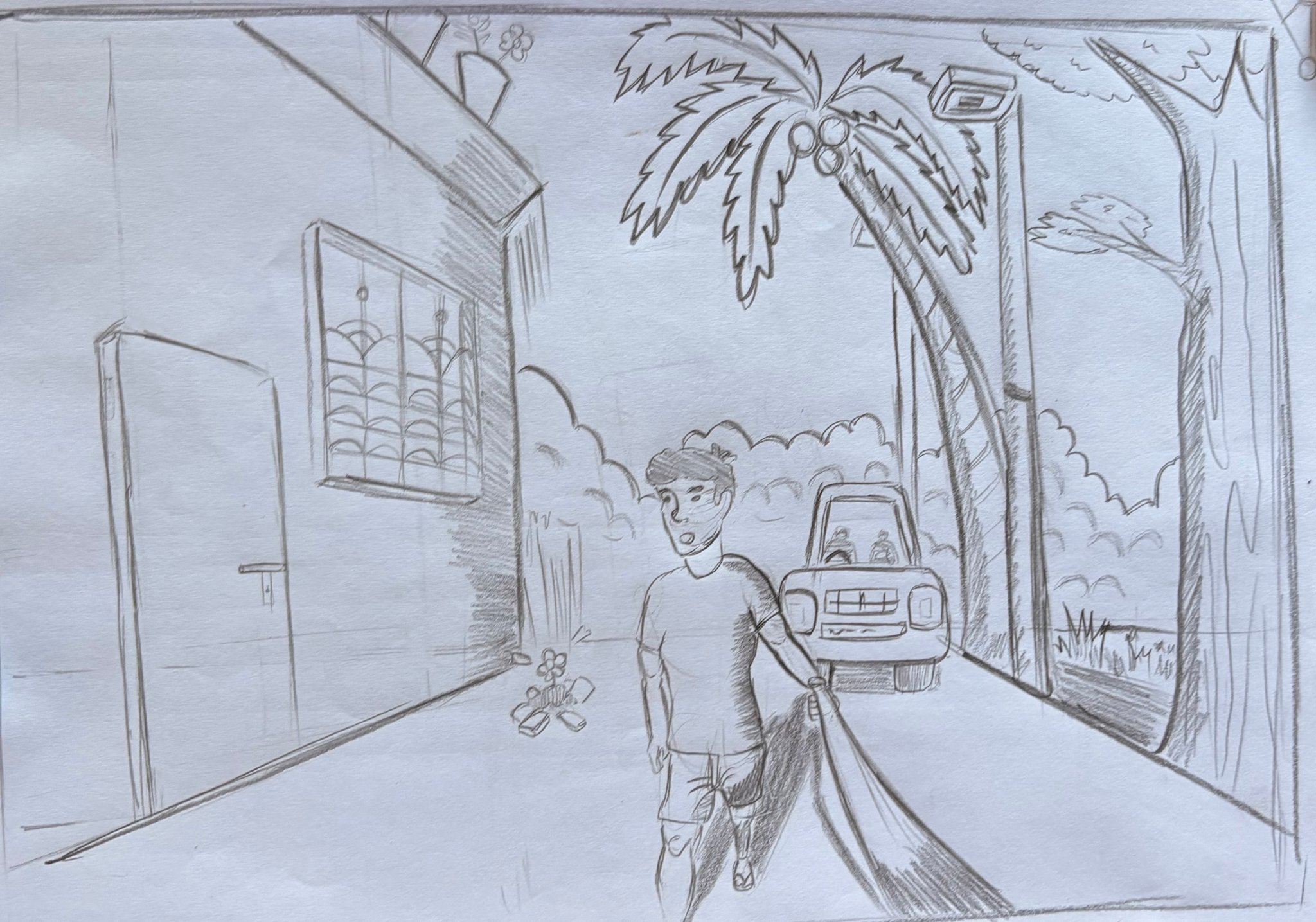Student sketch for UCEED 2026 Part B Question 1 (Sketching) by Roronoa Zoro.