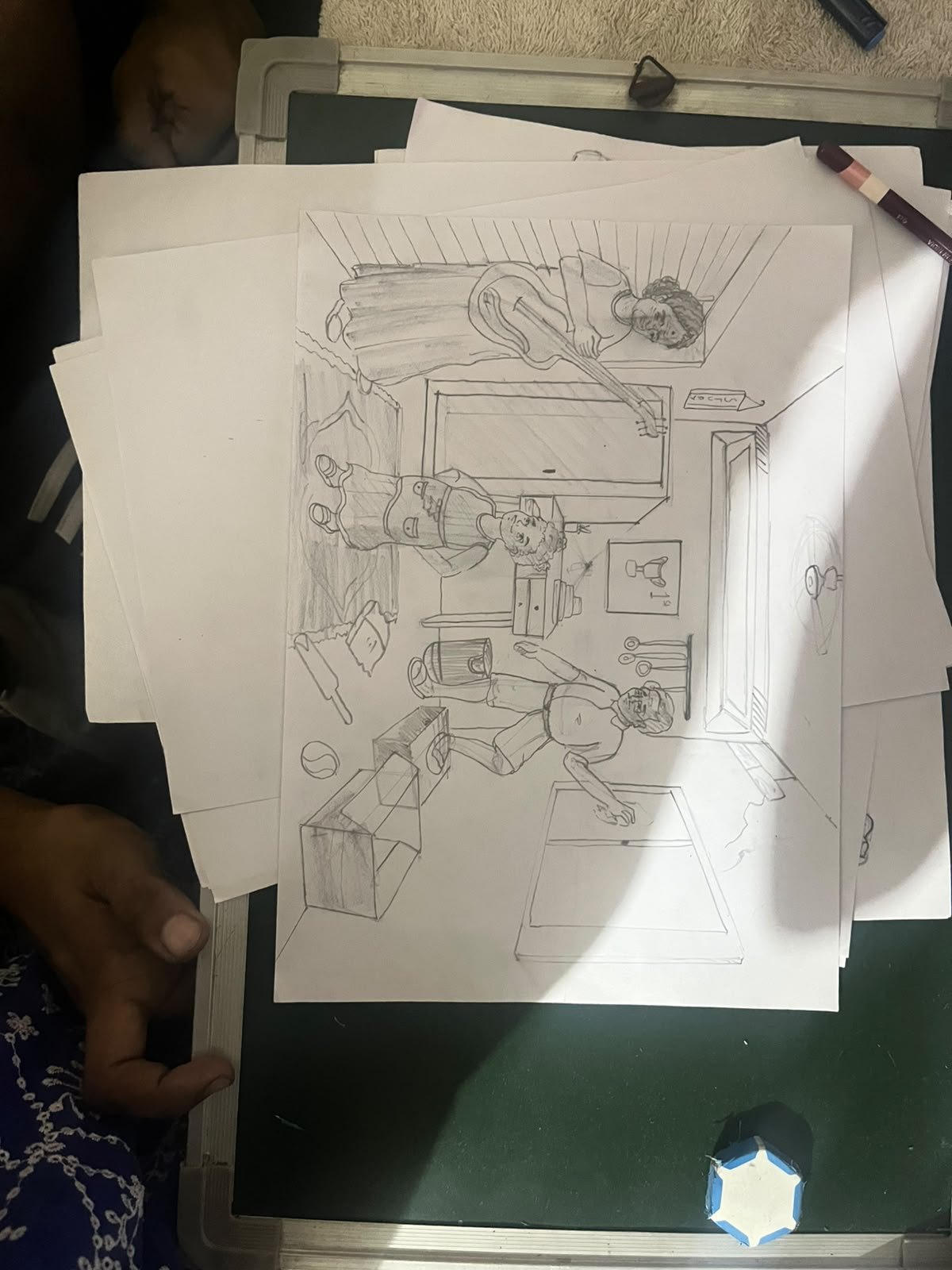 Student sketch for UCEED 2024 Part B Question 1 (Sketching).