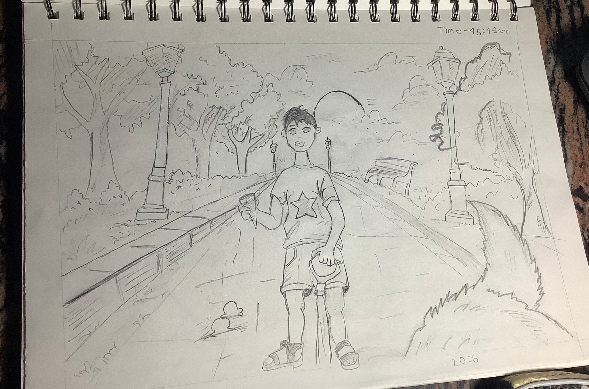 Student sketch for UCEED 2026 Part B Question 1 (Sketching) by Catnoir.