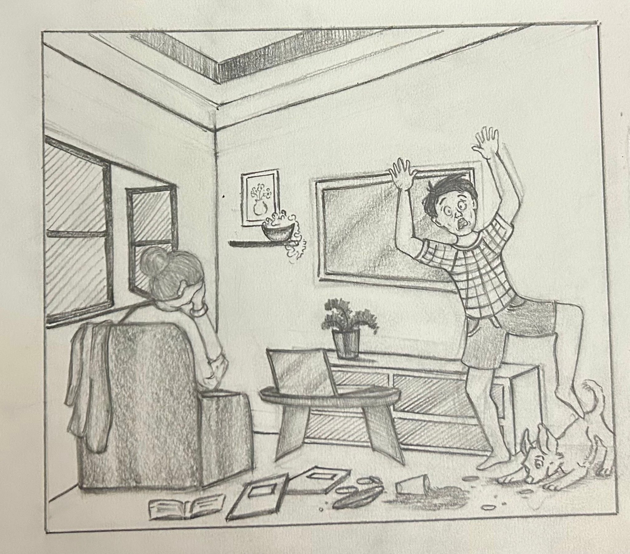 Student sketch for UCEED 2023 Part B “Sketching”.