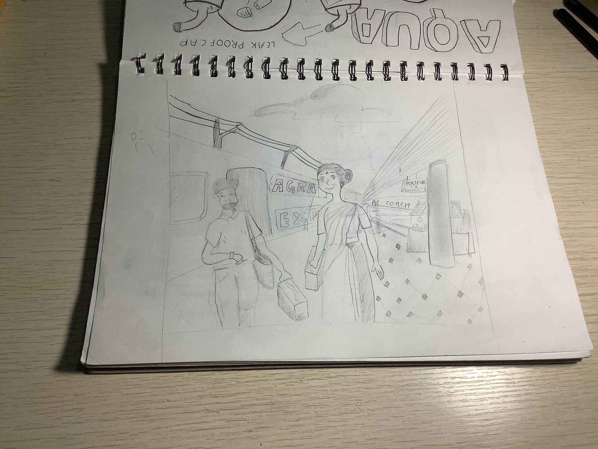 Student sketch for UCEED 2025 Part B Question 1 (Sketching) by Catnoir.