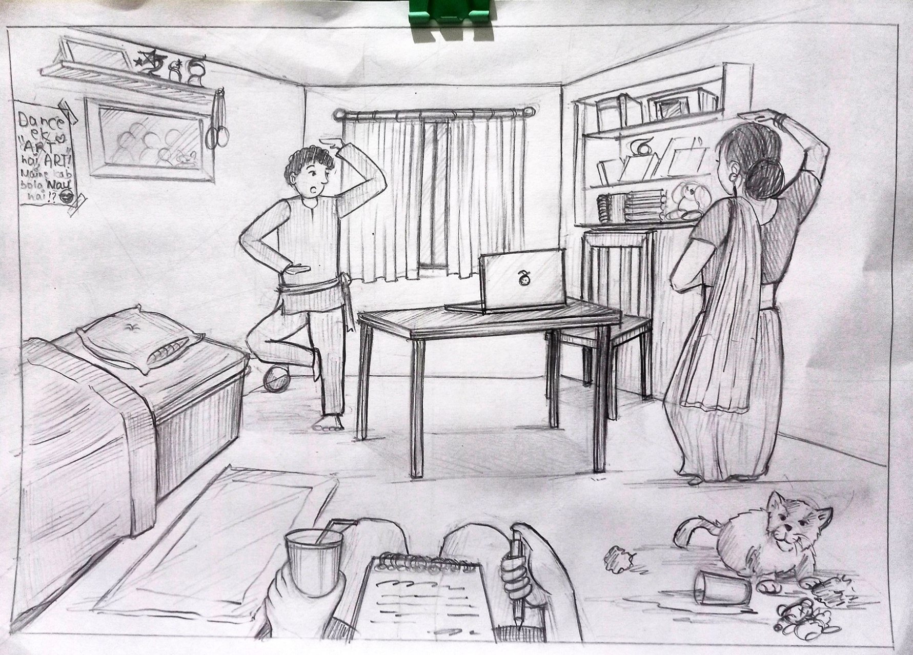 Student sketch for UCEED 2023 Part B “Sketching” by Khushi.