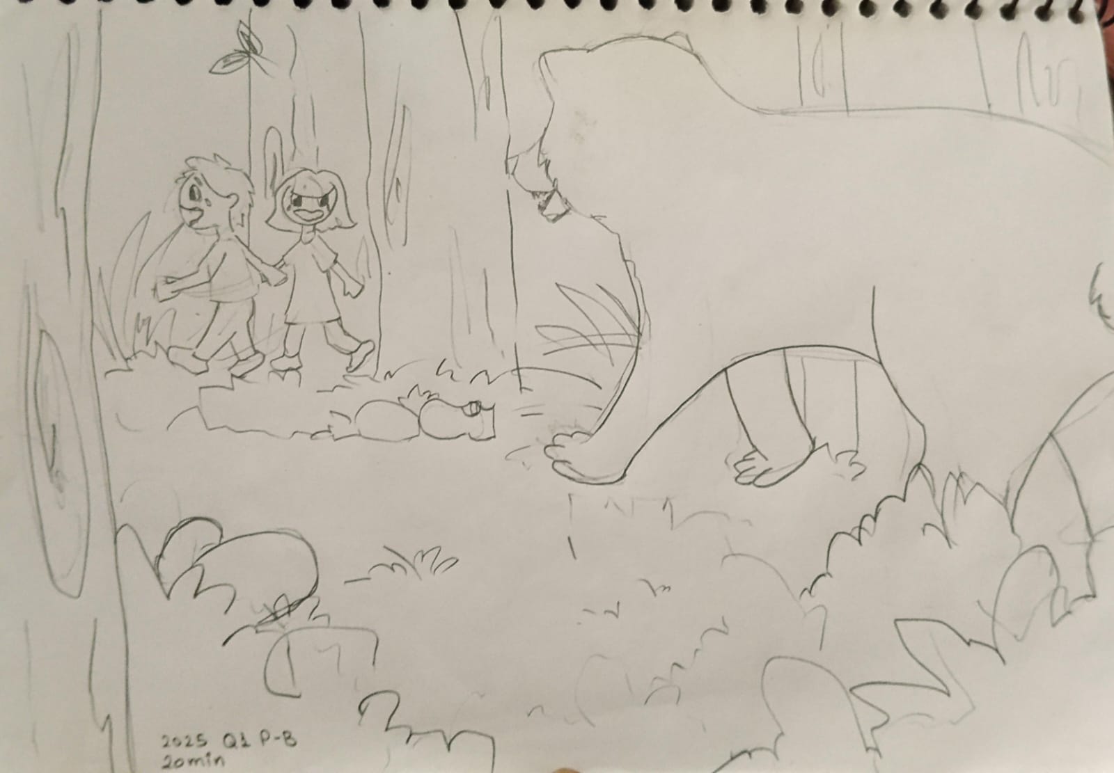 Student sketch for CEED 2025 Part B Question 1 (Sketching) by Sunaila Parveen.