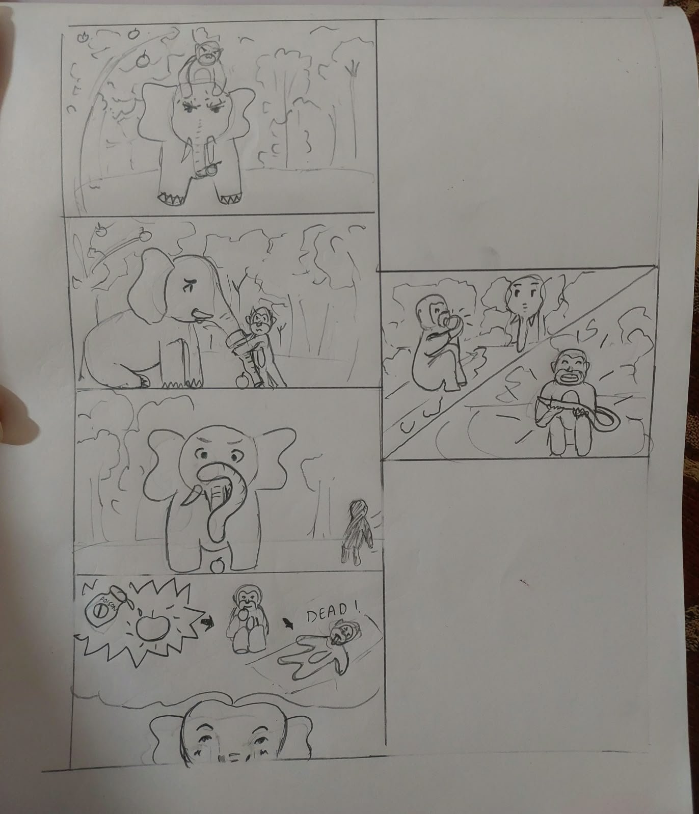 Student sketch for NID 2016 Part B “Monkeys and Elephants Story Completion” by SHRi.