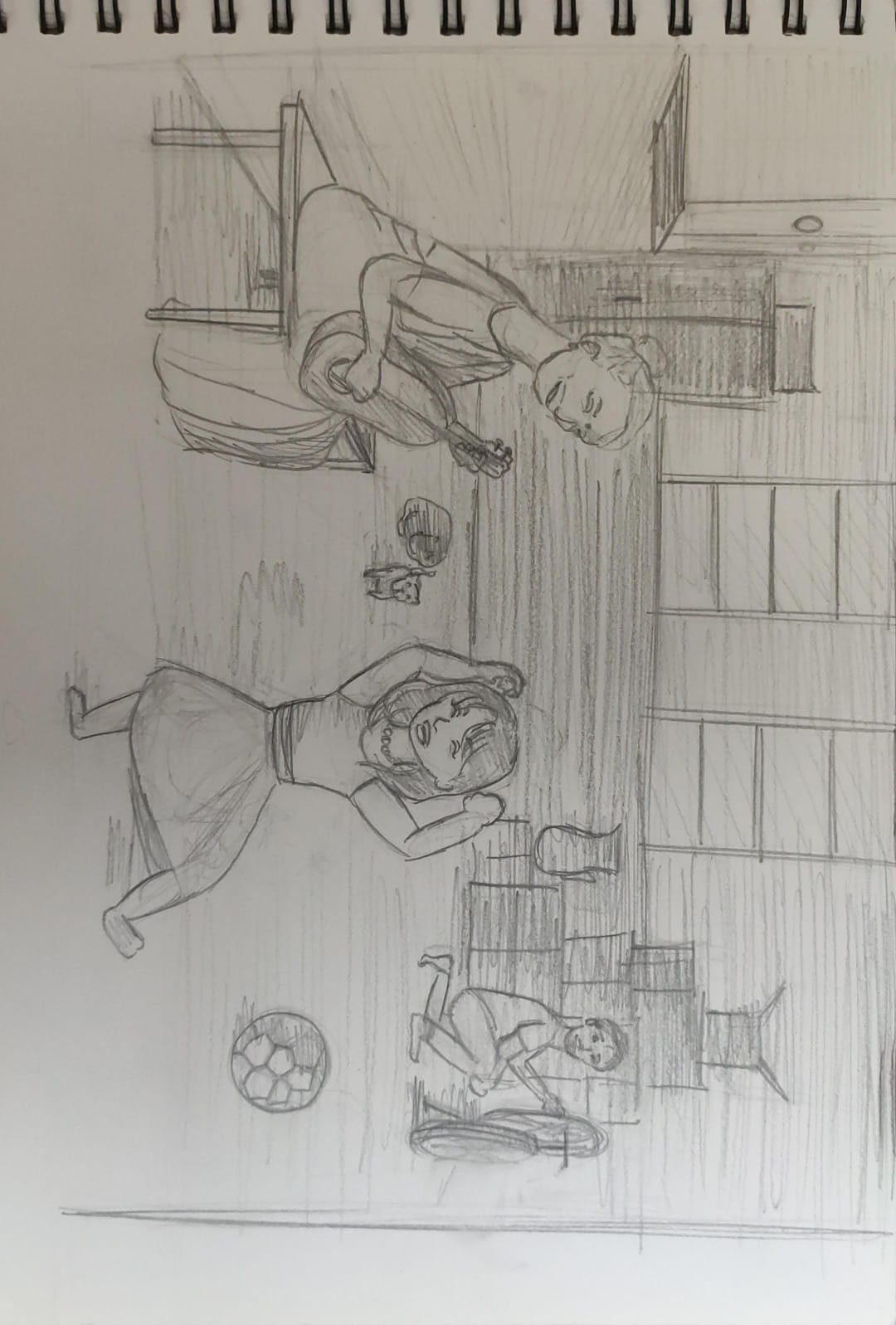 Student sketch for UCEED 2024 Part B Question 1 (Sketching).