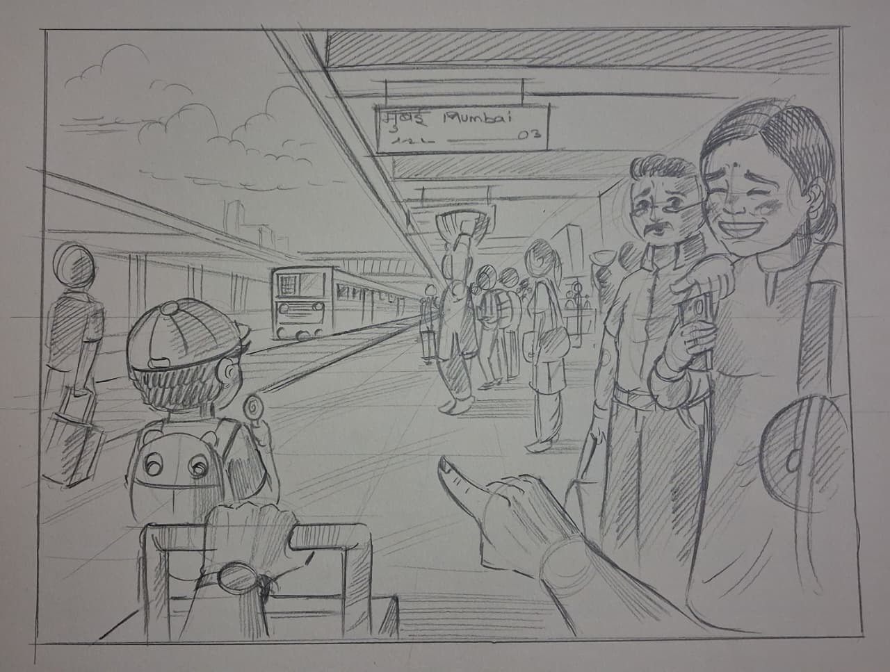Student sketch for UCEED 2025 Part B Question 1 (Sketching) by Saee s.