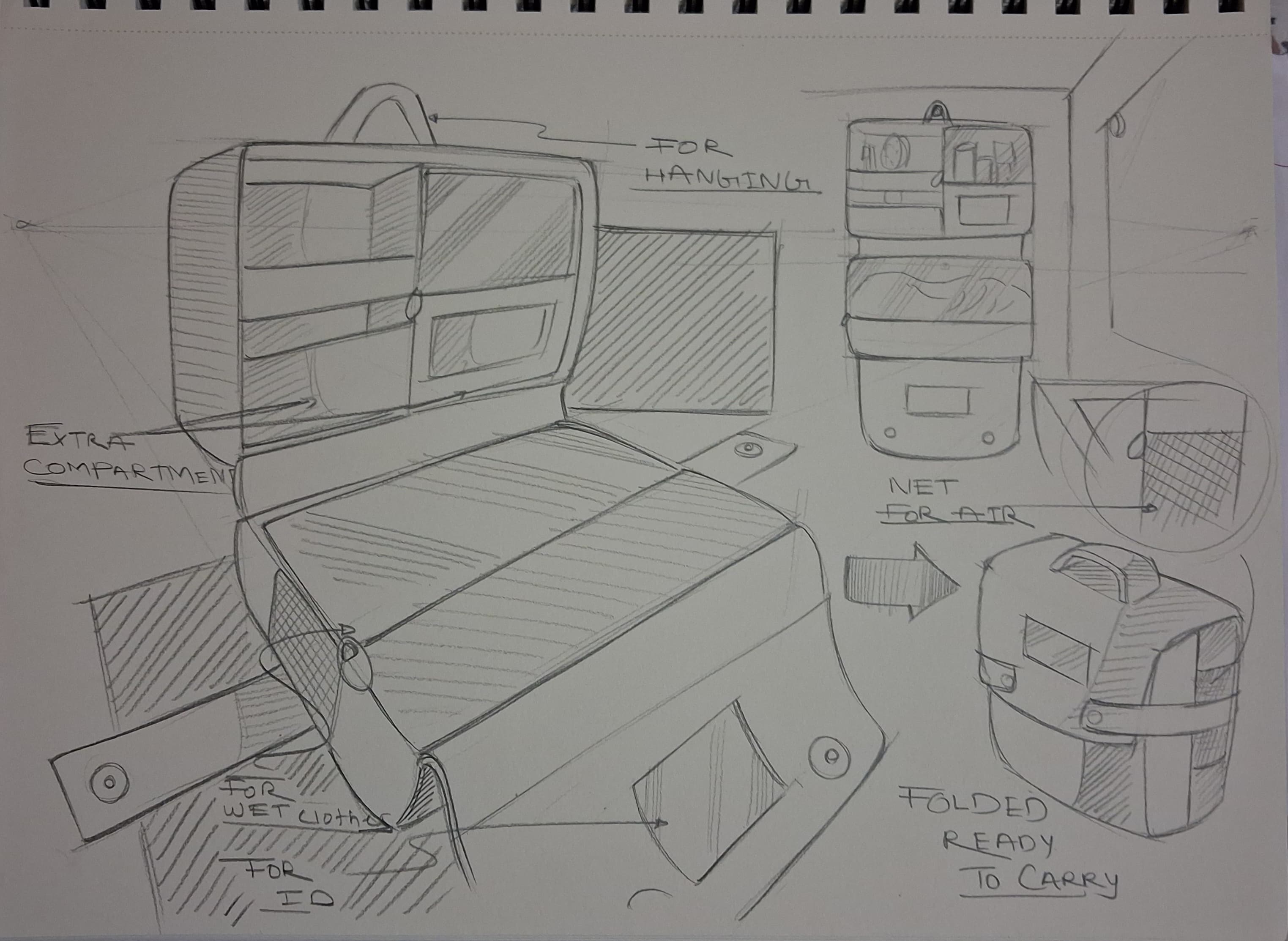 Student sketch for UCEED 2026 Part B Question 2 (Product Design) by Saee s.