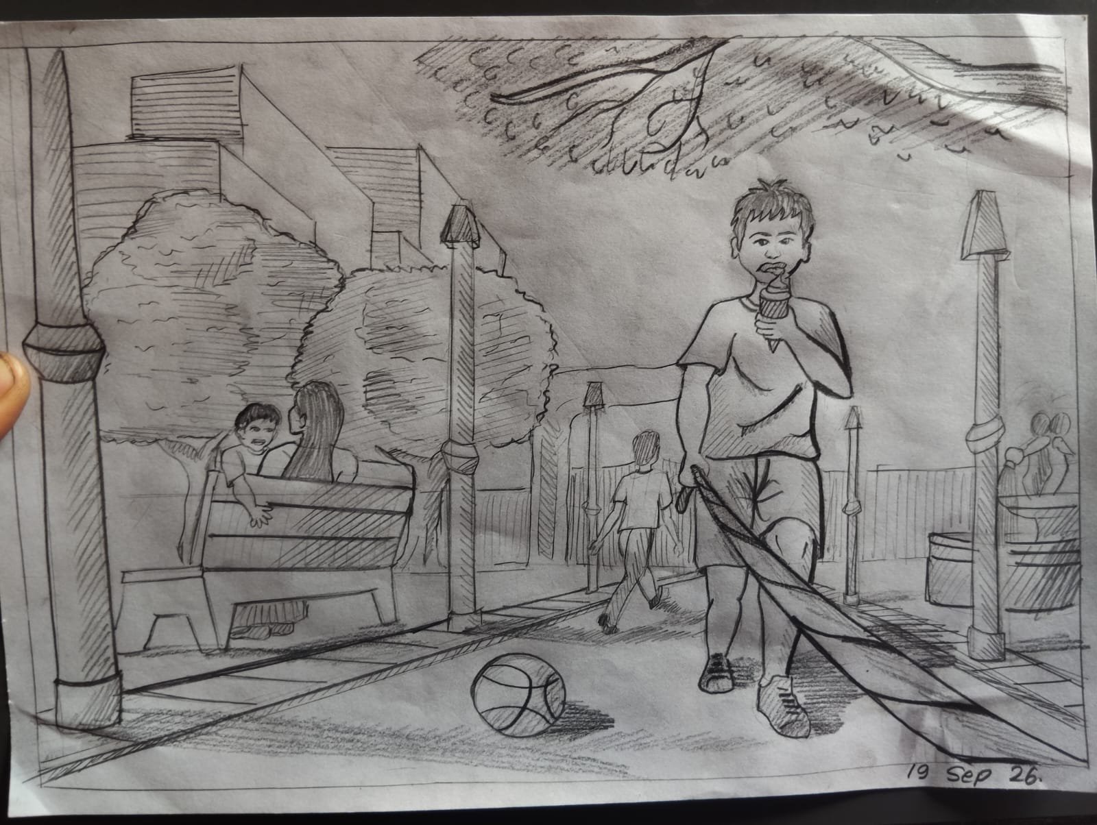 Student sketch for UCEED 2026 Part B Question 1 (Sketching) by 🫪.