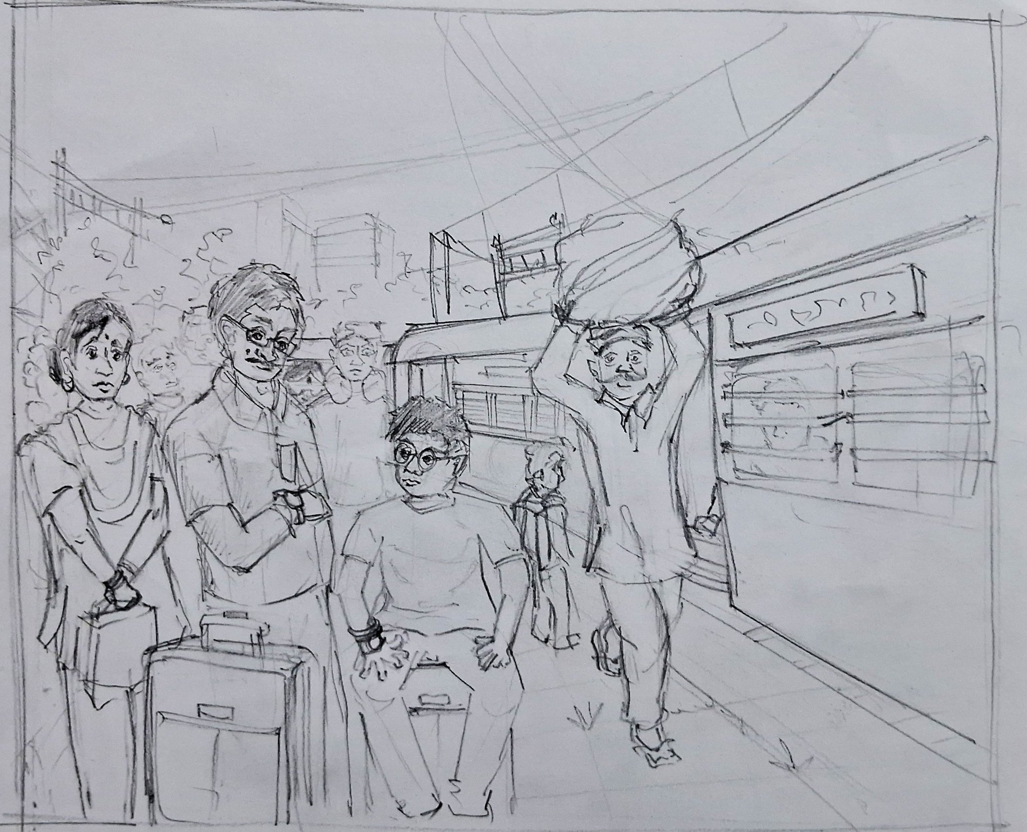 Student sketch for UCEED 2025 Part B Question 1 (Sketching) by Bhargava Shilpi M.