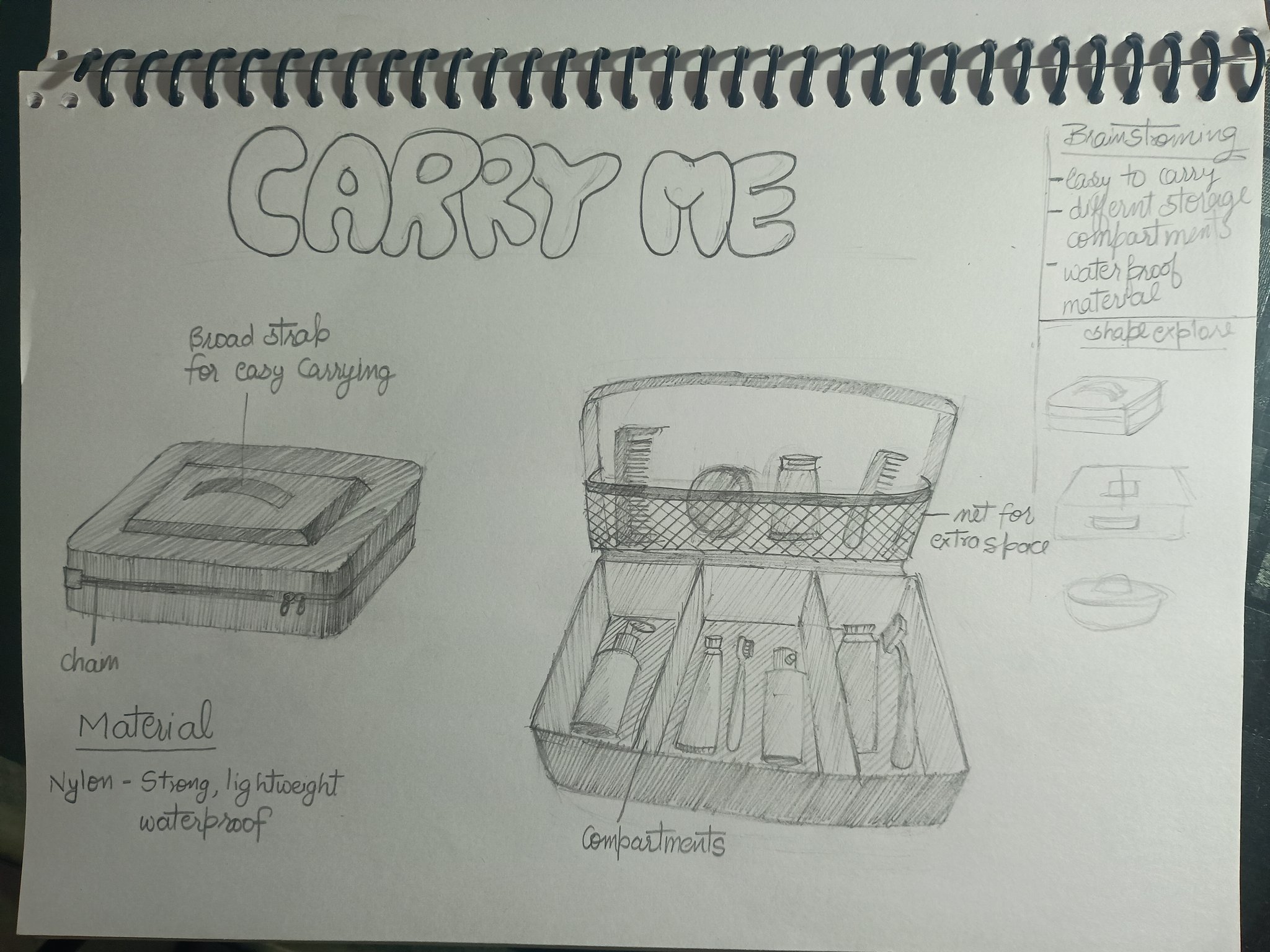 Student sketch for UCEED 2026 Part B Question 2 (Product Design).