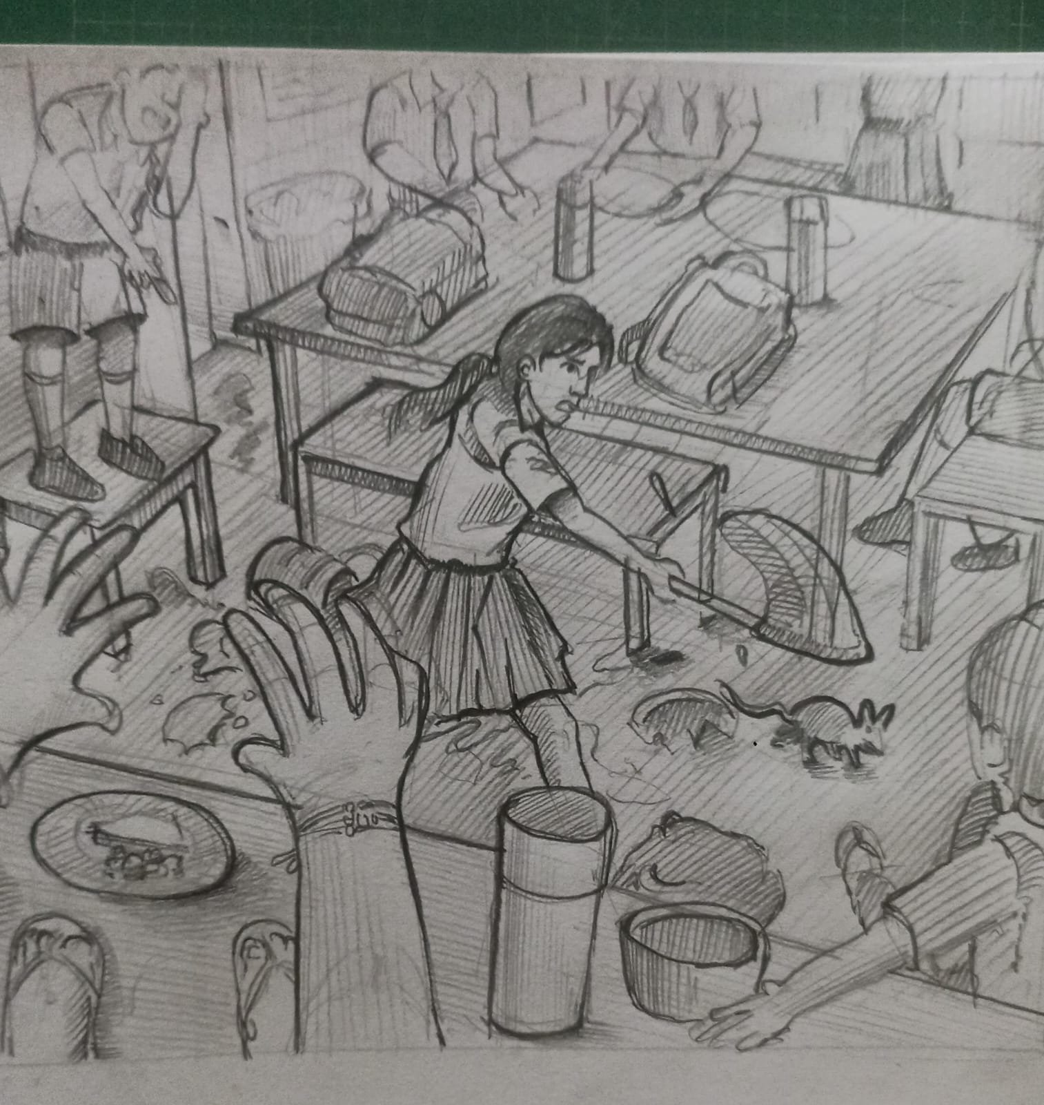 Student sketch for UCEED 2022 Part B “Sketching” by Bloodhound.