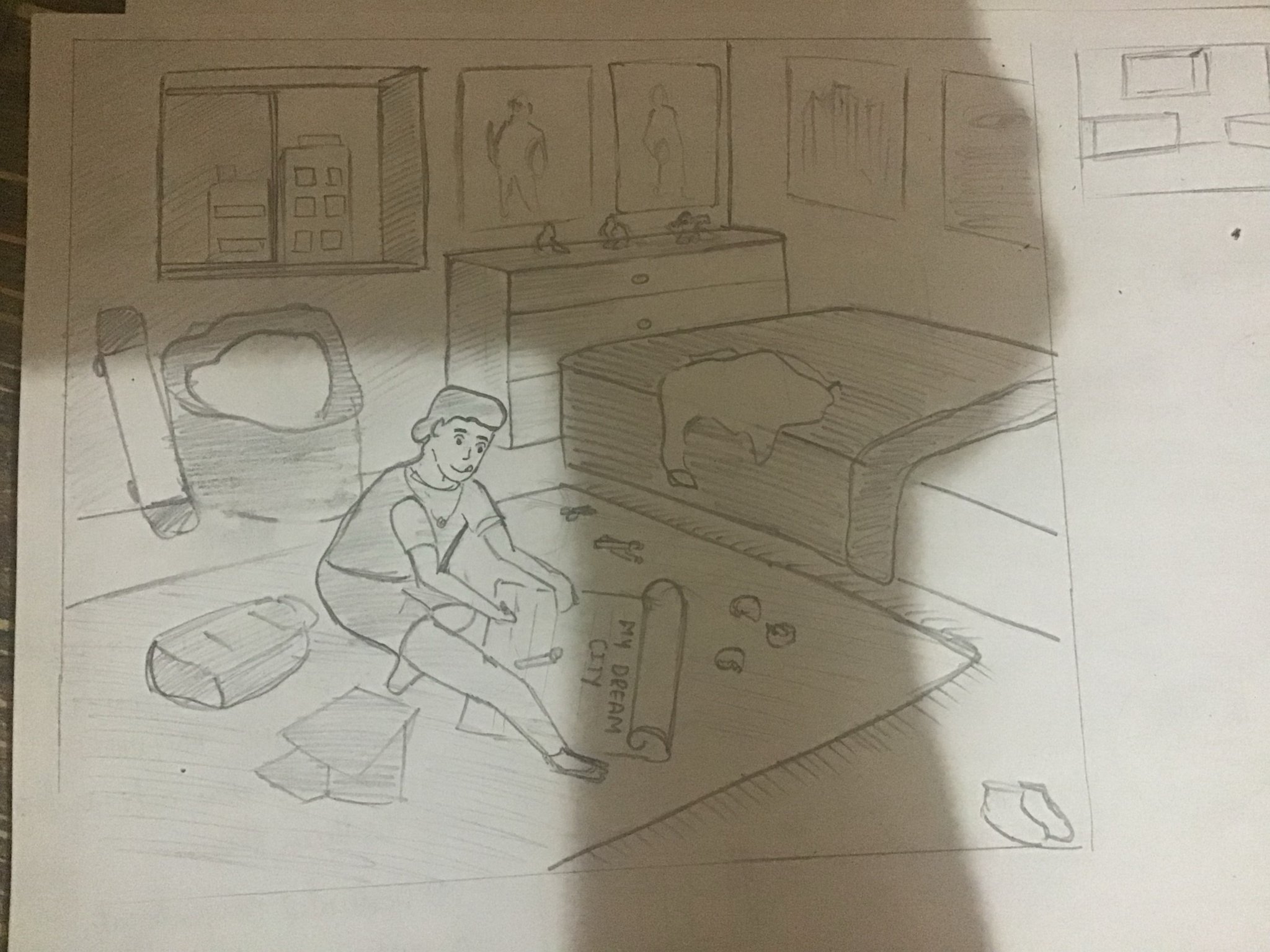 Student sketch for the practice prompt “Rohan's Art Project” by Strauntum.