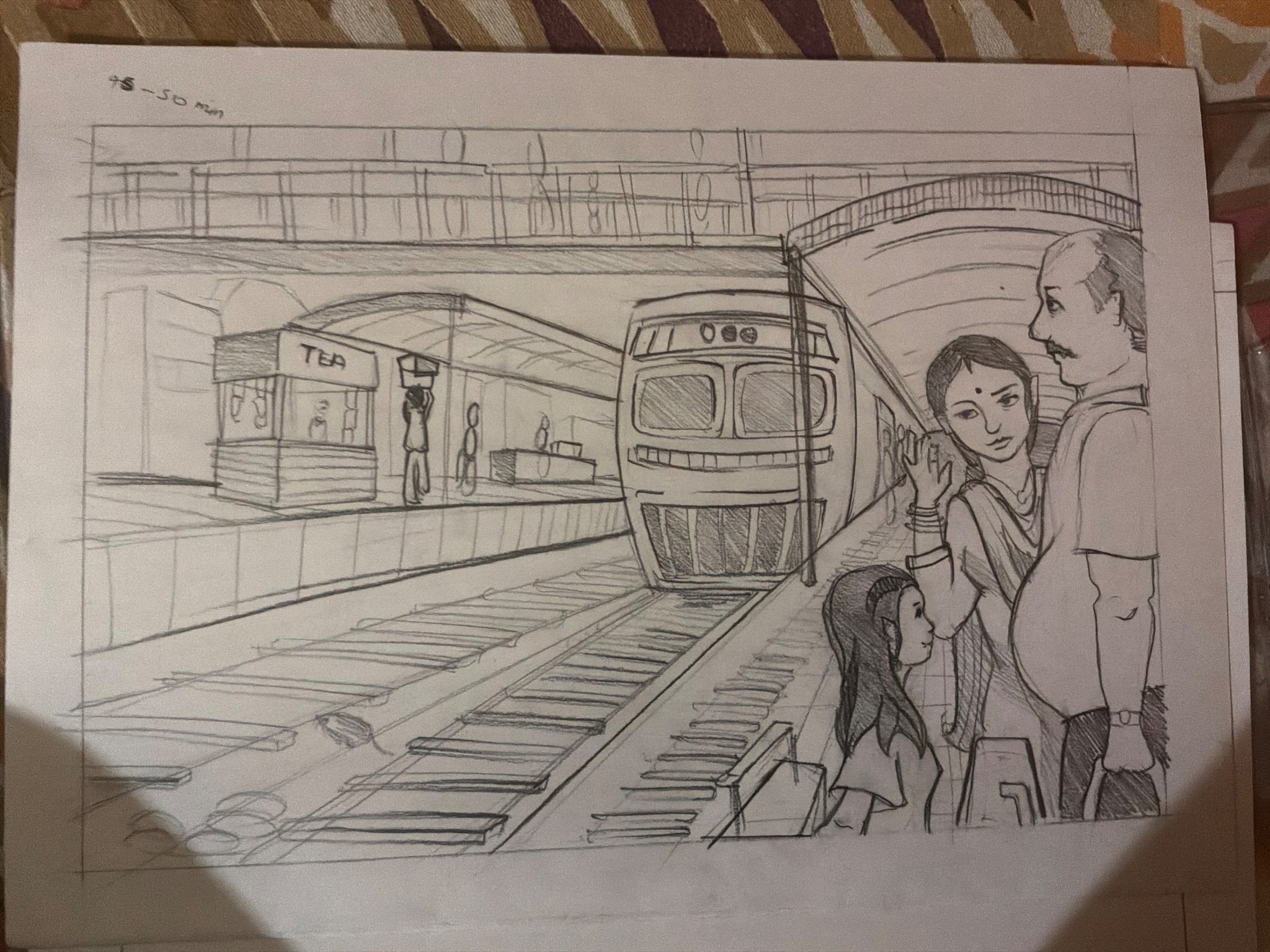 Student sketch for UCEED 2025 Part B Question 1 (Sketching).