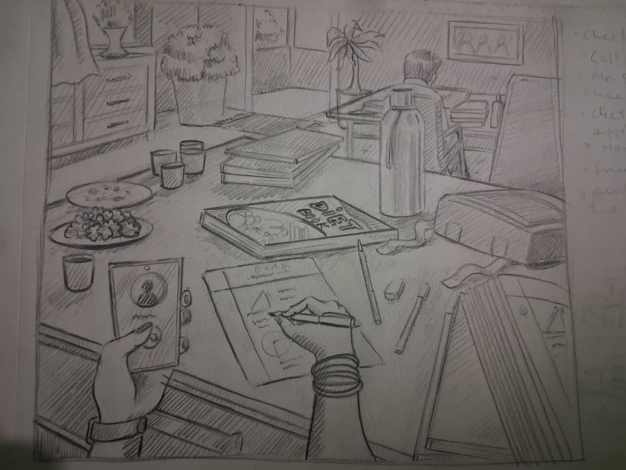 Student sketch for UCEED 2020 Part B “Sketching” by Krishna Baraik.