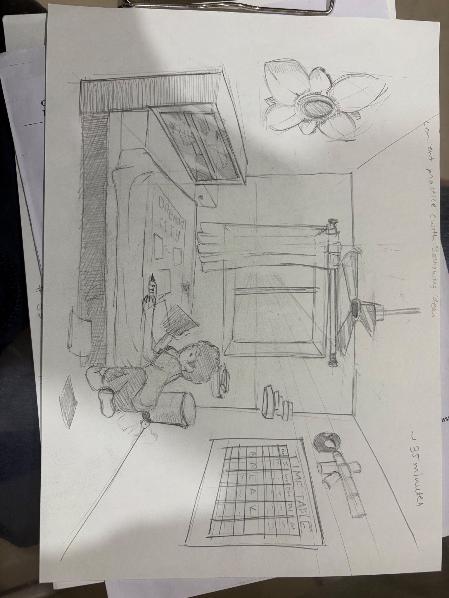 Student sketch for the practice prompt “Rohan's Art Project” by ZUHAIR PLAYS.