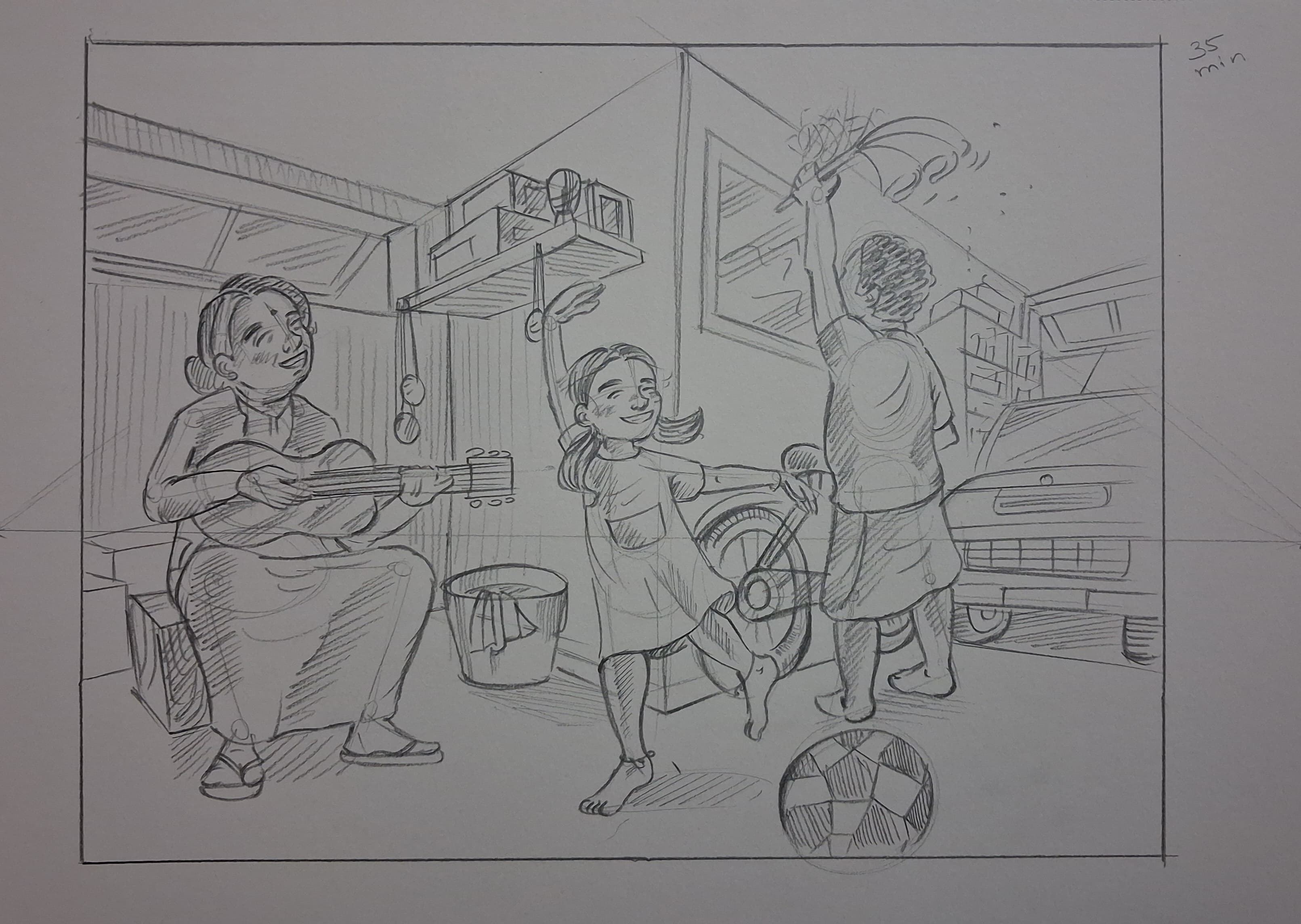 Student sketch for UCEED 2024 Part B Question 1 (Sketching) by Saee s.
