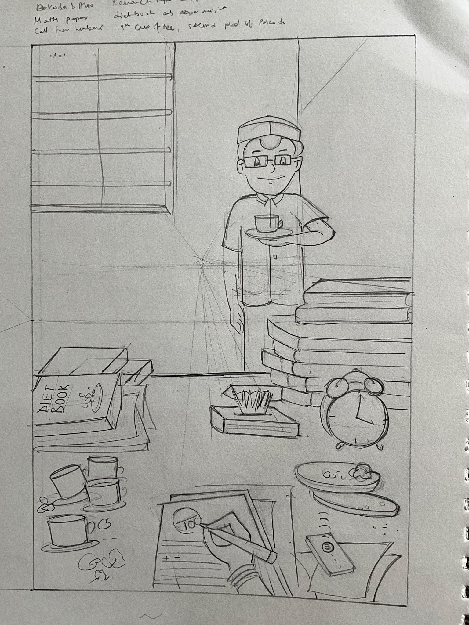 Student sketch for UCEED 2020 Part B “Sketching” by Riya Gupta.