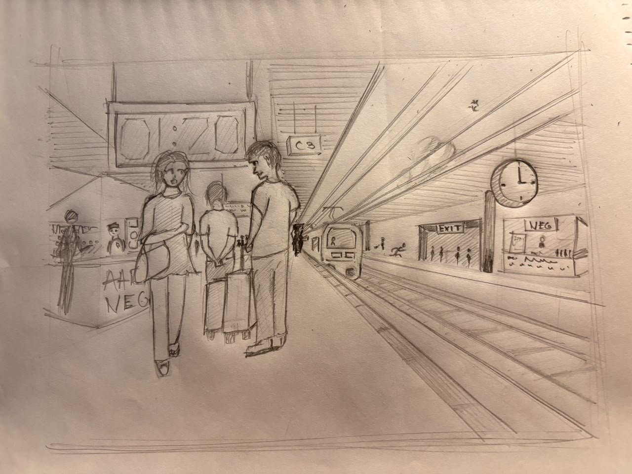 Student sketch for UCEED 2025 Part B Question 1 (Sketching).