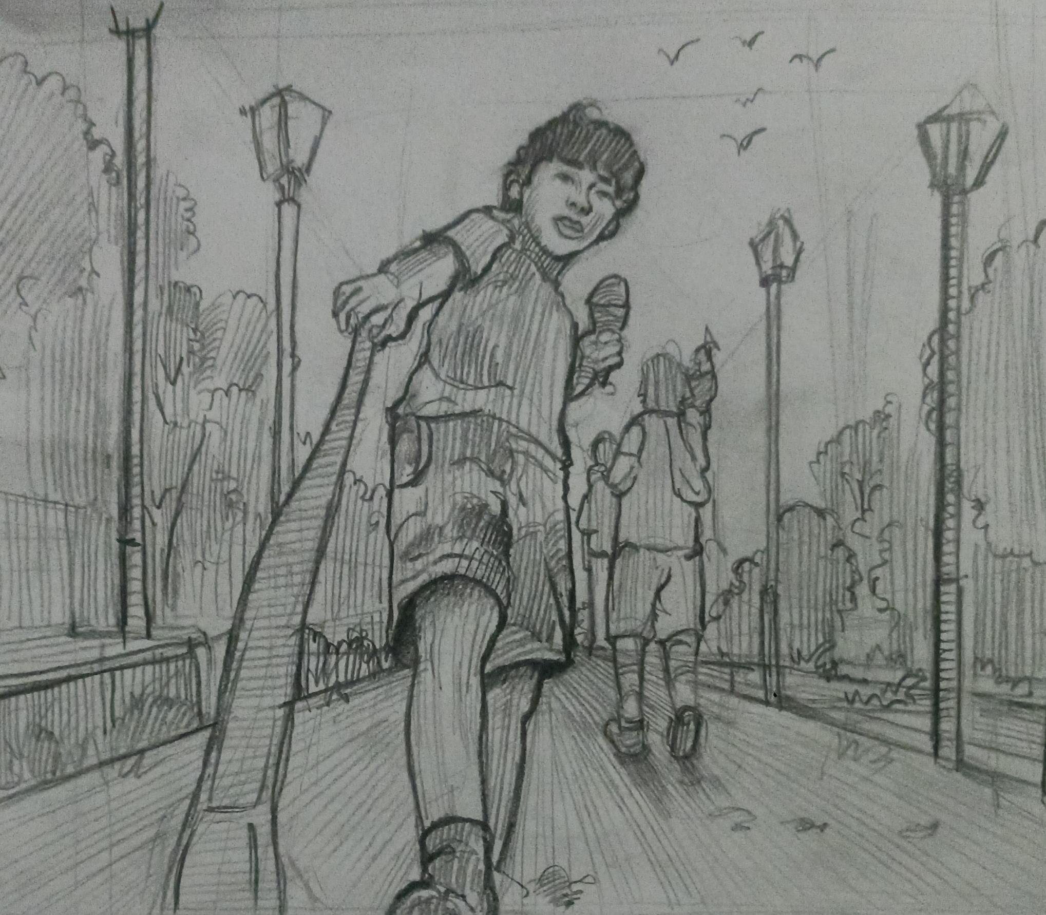 Student sketch for UCEED 2026 Part B Question 1 (Sketching) by Bloodhound.