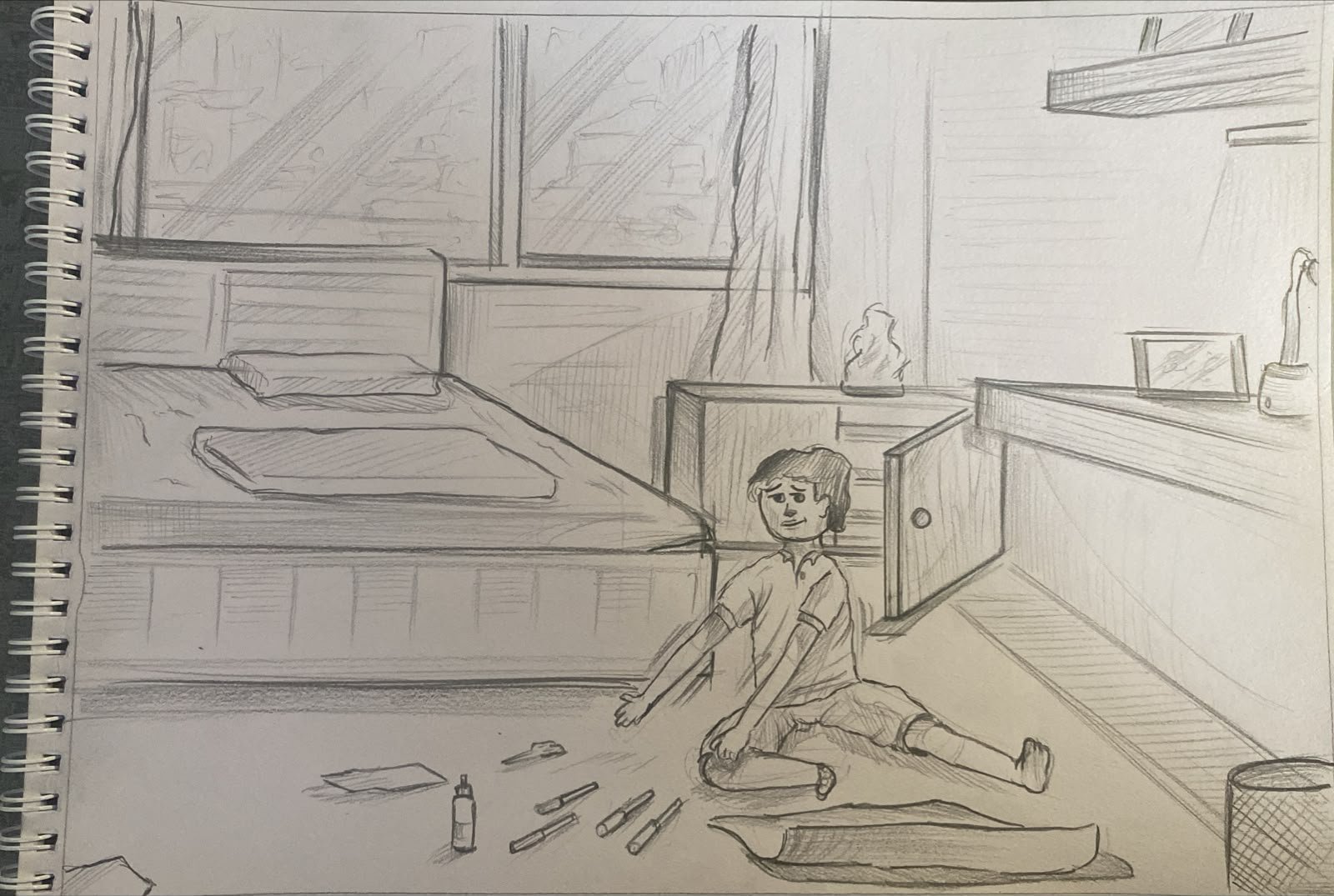 Student sketch for the practice prompt “Rohan's Art Project” by Naman Goyal.