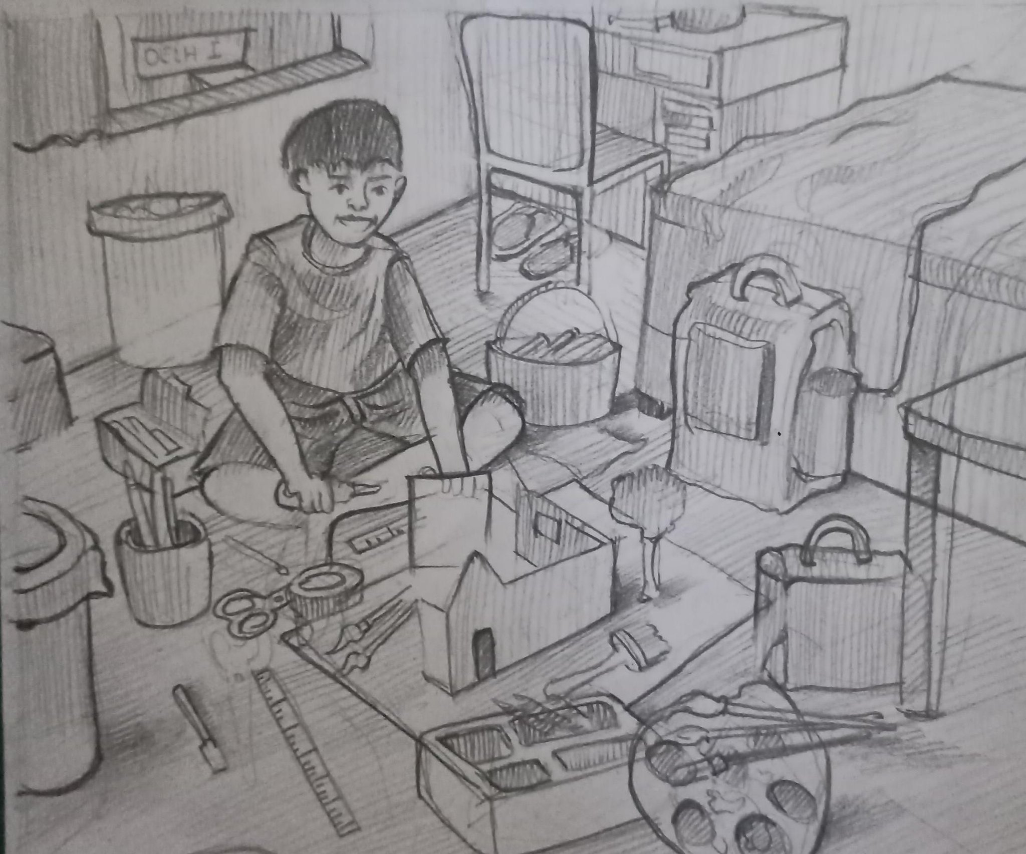 Student sketch for the practice prompt “Rohan's Art Project” by Bloodhound.