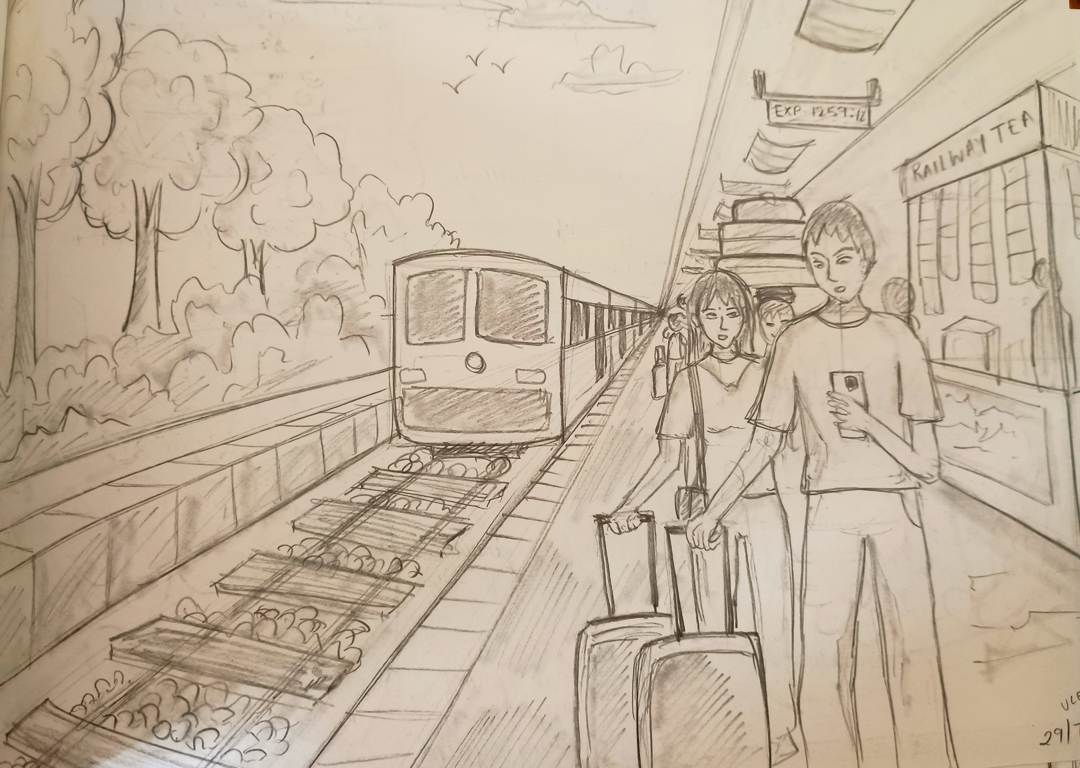 Student sketch for UCEED 2025 Part B Question 1 (Sketching) by Tanmayy.