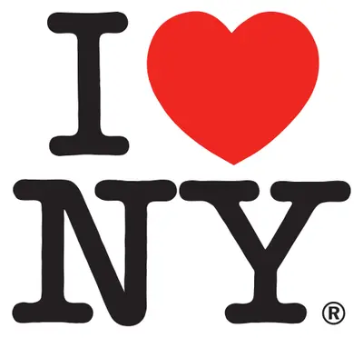 The capital letter I followed by a red heart, with the letters N and Y below, all in a heavy rounded typeface.