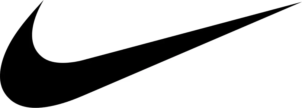 A single black curving shape like a fast tick mark, rounded at the bottom left and sweeping up to a sharp point at the right, on white.
