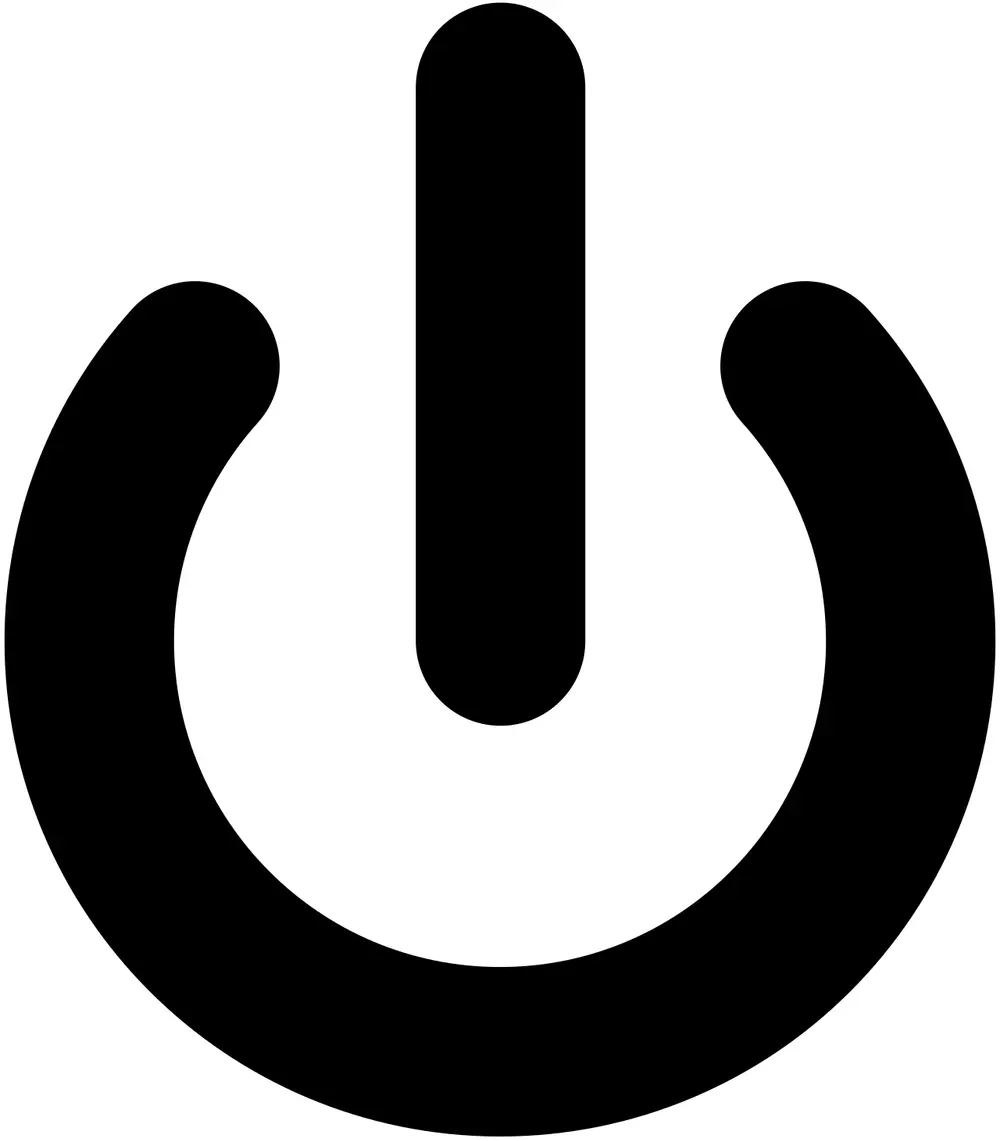 A thick black circle broken at the top, with a short upright line coming down into the gap.