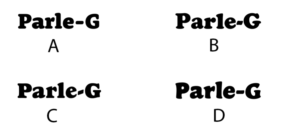 Identify the correct font used for Parle-G biscuits.