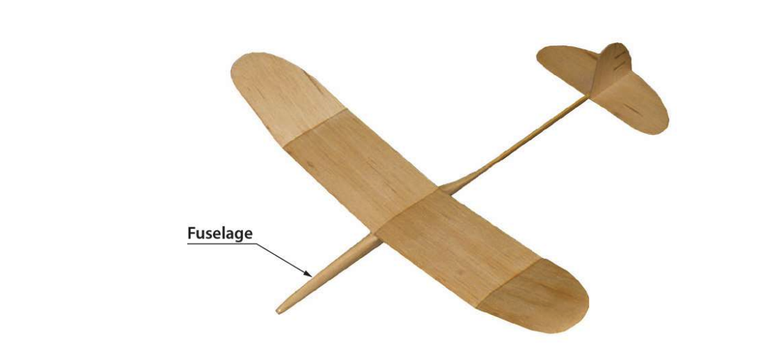 A glider toy as shown in the image below is usually made with Balsa wood. Due to the unavailability of Balsa wood, a student is considering an alternative material. Considering the density of the material that is required to make the fuselage, which will be the most suitable option?