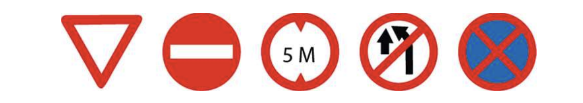 Which option is correct for all the signs given below (from left to right)?