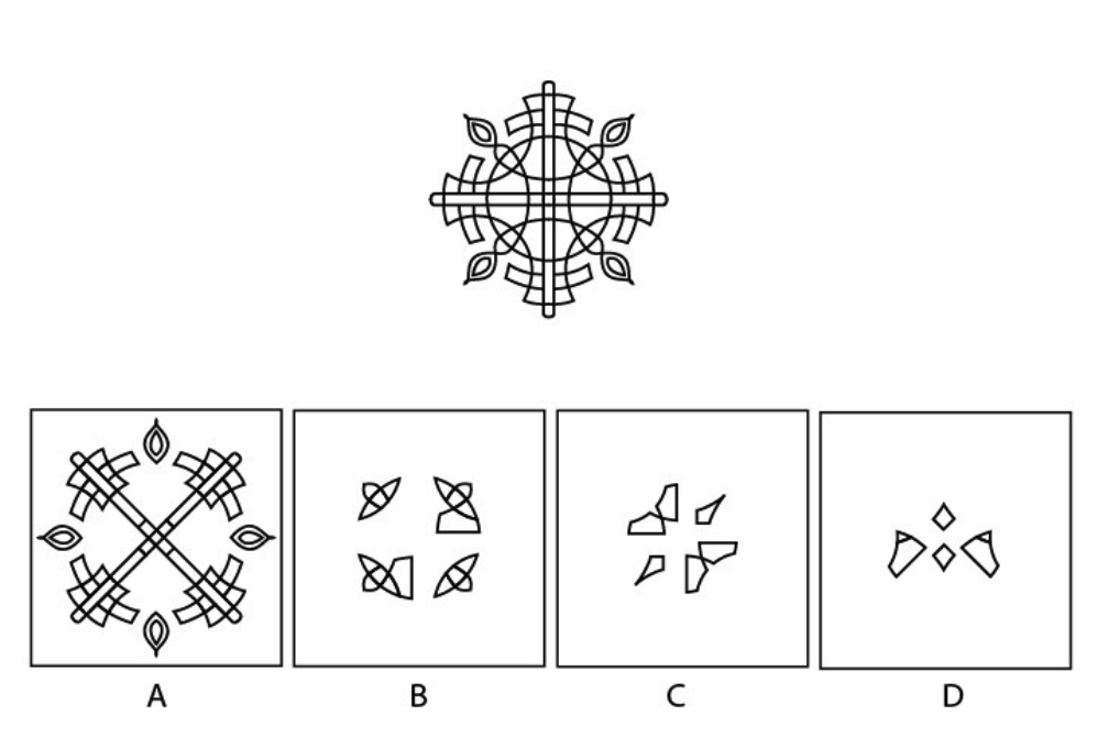 Which option cannot be used to create the given image below? The options may be rotated.