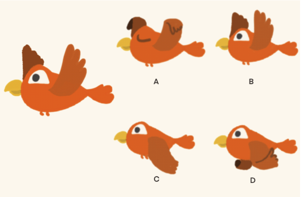 Shown below is an animation of a bird flying. Which frame is NOT present in the animation?