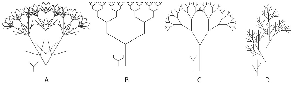 Shown below are fractal images generated by the repetition and scaling of basic units (shown next to the fractal). Which of the option(s) has/have the correct basic unit?
