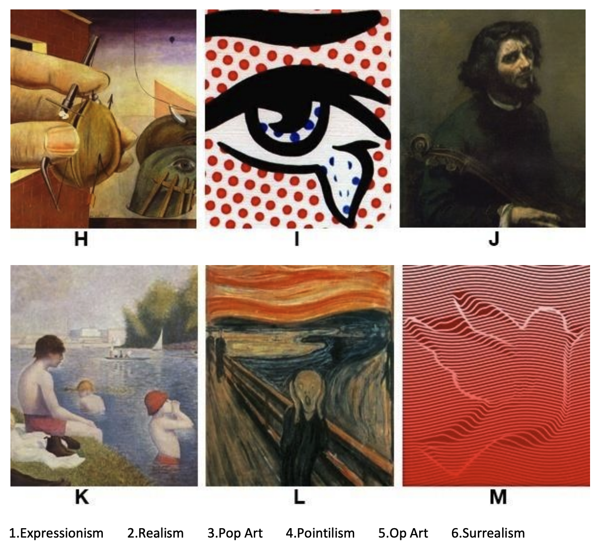 Which of the options correctly match the paintings with corresponding art movements?