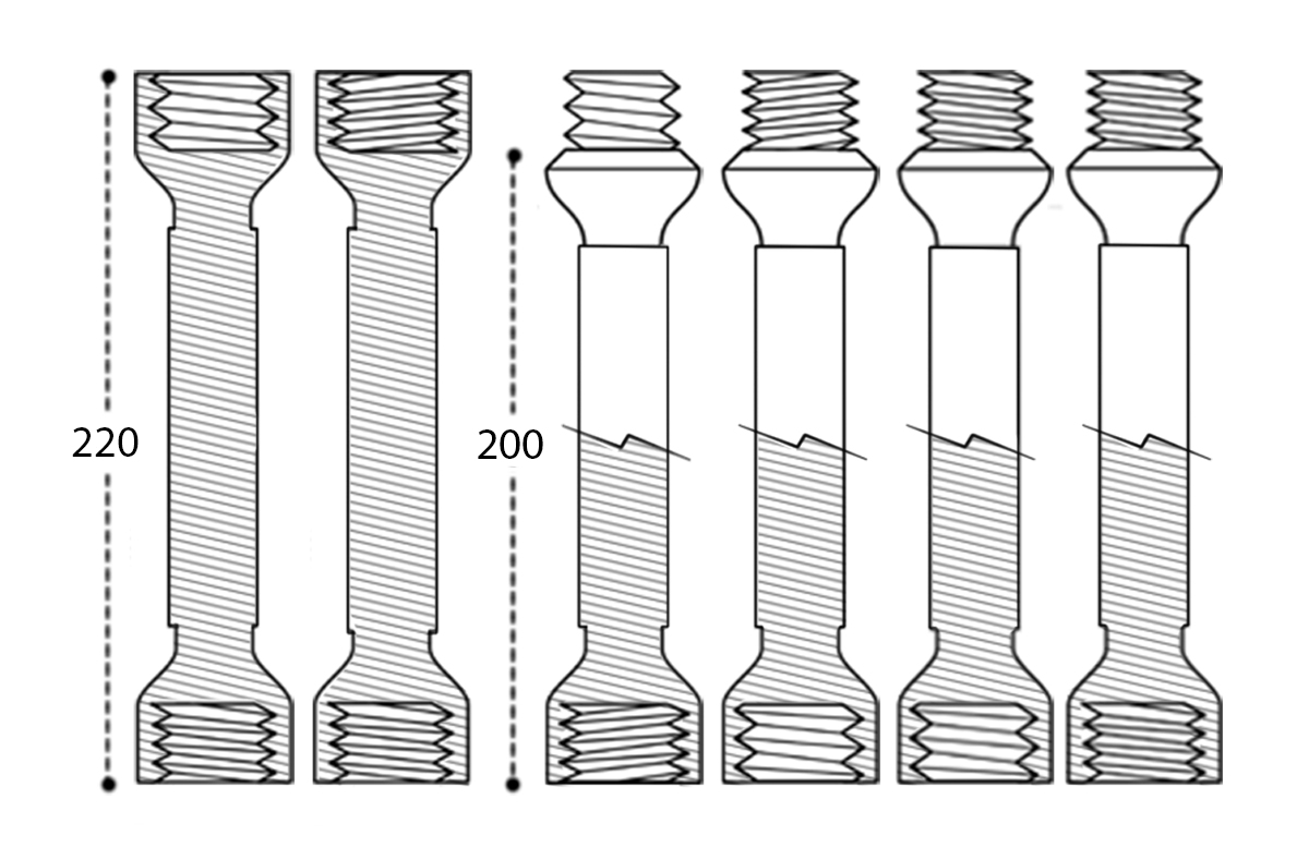 The figure shows illustrations of six metal rods which have internal or external screw thread patterns at their ends. The shaded portion in the figure shows the cross section view. What is the maximum length possible by connecting the rods? Threads cannot be connected partially.