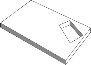 A rectangular wooden plank has another smaller rectangular hole cut into it as shown in the figure given below. What is the minimum number of cutting planes that can divide the wooden plank into four parts of equal volume?