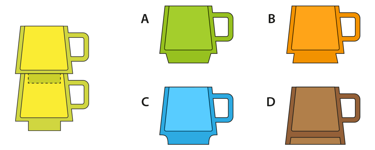 Shown below is an image that represents how cups should stack on top of each other in a stable manner. Among the given different types of cups, which of the cups CANNOT stack on itself in a stable manner?