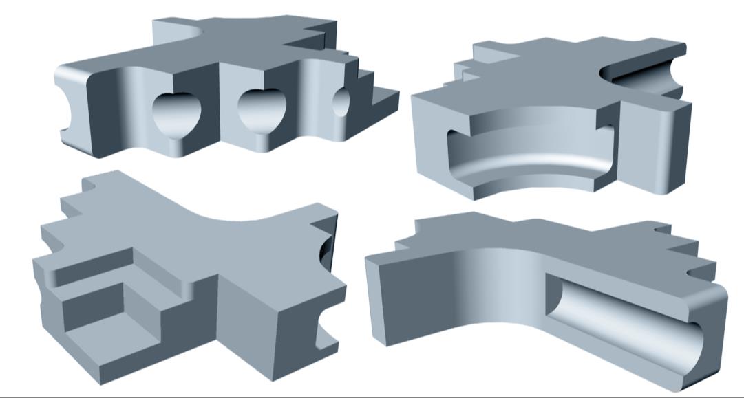 The figure shows views of the same solid. Count the number of surfaces.