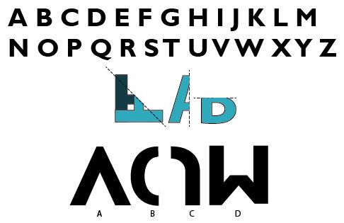 Letters of the alphabet of a font are shown below. The cyan letters H, A and B illustrate how some of them can be folded once to form new shapes. They may be further transformed by rotation. Which of the black shapes given in the options have been folded once and rotated?