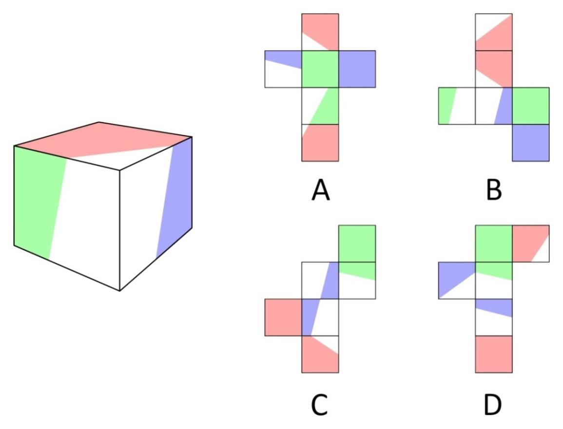 Which option(s) can be folded to form the cube shown?