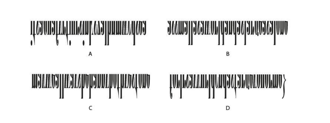 Four lines of text from a poem by E. E. Cummings is given below. 'may come home with smooth round stone / as small as a world and as large as alone / for whatever we may lose (like a you or a me) / its always ourselves we find at sea'. One of the four lines is depicted in the images below. Identify the image which correctly represents one line of the poem.